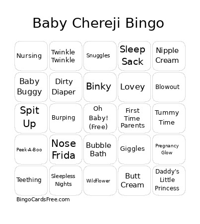 Katharine's Baby Shower Bingo Card