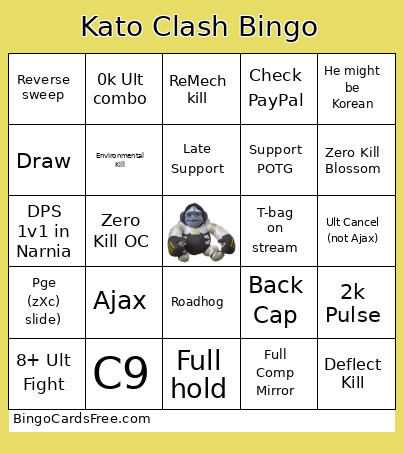 Kato Clash Bingo Card