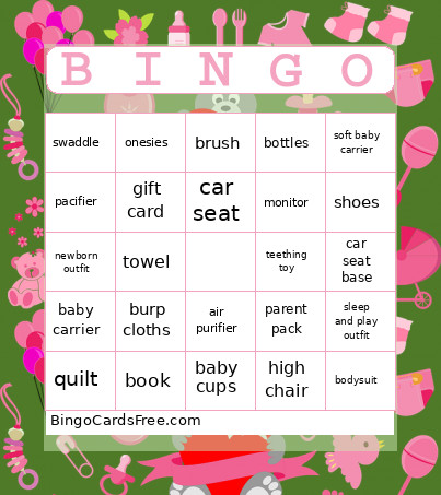 Katshower Bingo Card