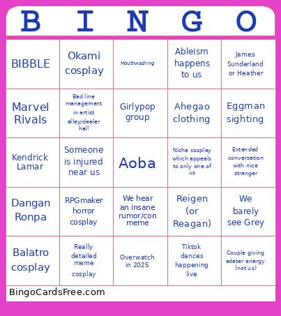 Katsucon 2025 Bingo Card