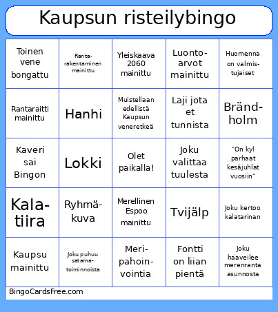 Kaupsun Risteily Bingo Card