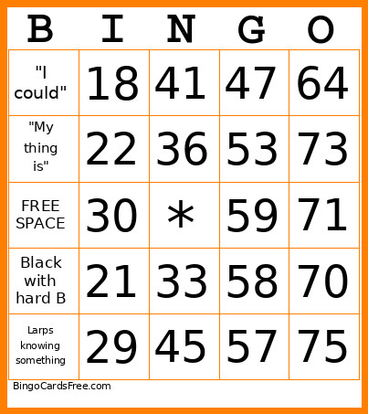Kaydn Bingo Card