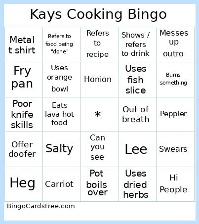 Kays Cooking Bingo