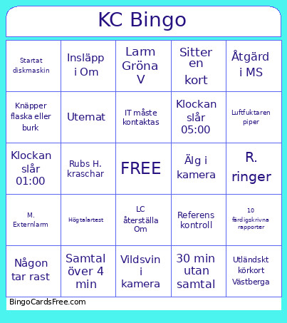 KC Bingo Card