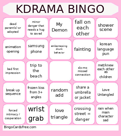 KDRAMA Bingo Card