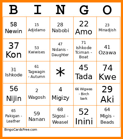 Kebaowek Bingo Card