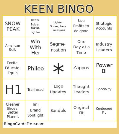KEEN Bingo