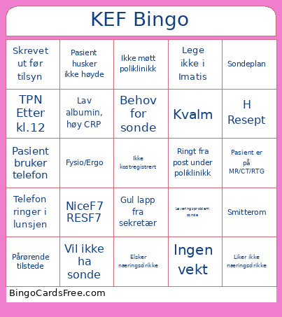 KEF Bingo Card