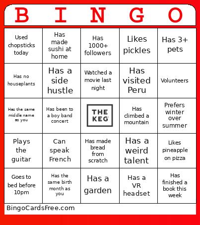 Keg Bingo