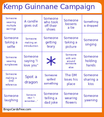 Kemp Guinnane Campaign Bingo Card