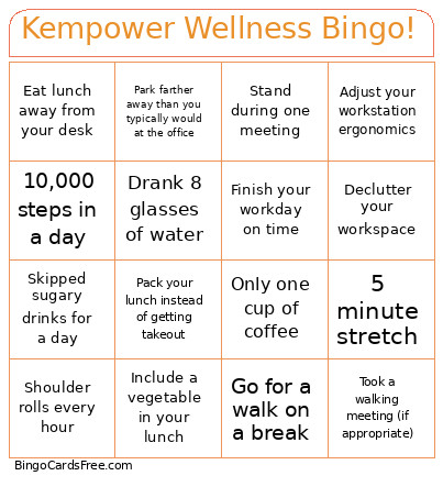 Kempower Wellness ! Bingo Card