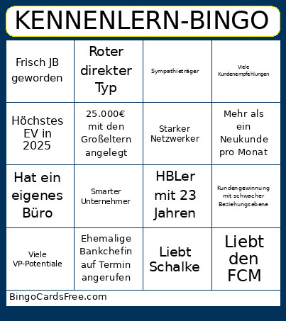 Kennenlern- Bingo Card