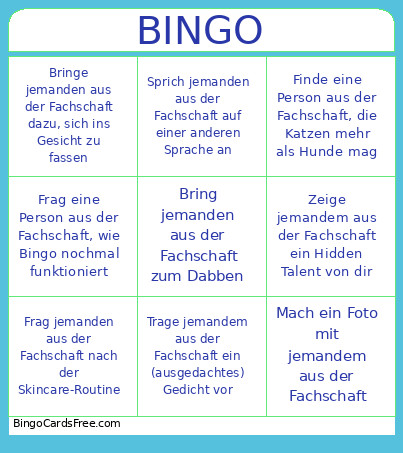 Kennenlernen Bingo Card