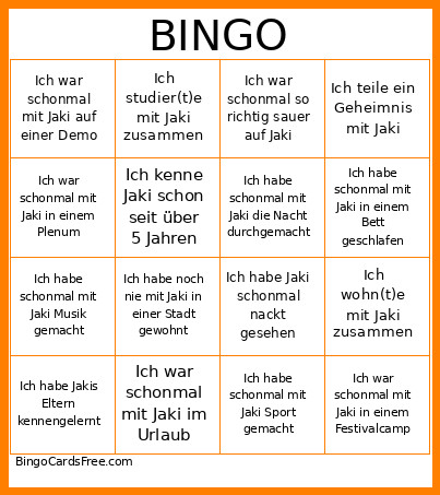 Kennlern Bingo Card