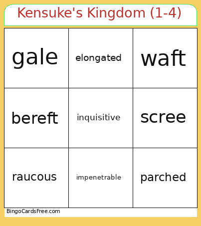 Kensuke's Kingdom (1-4) Bingo Card