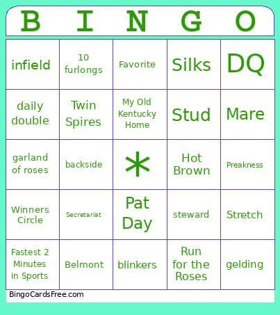 Kentucky Derby Bingo Card