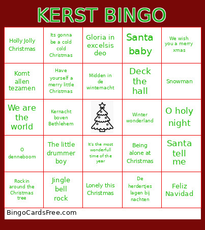 KERST Bingo Card