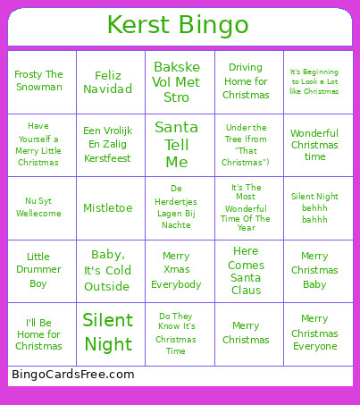 Kerst Bingo Card
