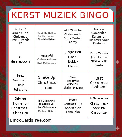 KERST MUZIEK Bingo Card