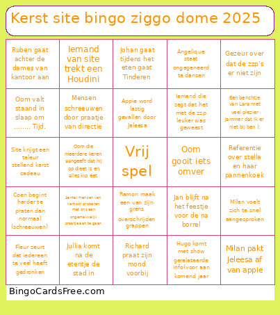 Kerst Site Ziggo Dome 2025 Bingo Card