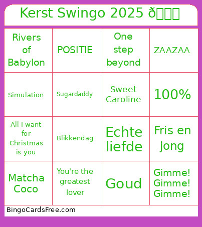 Kerst Swingo 2025 🎄 Bingo Card