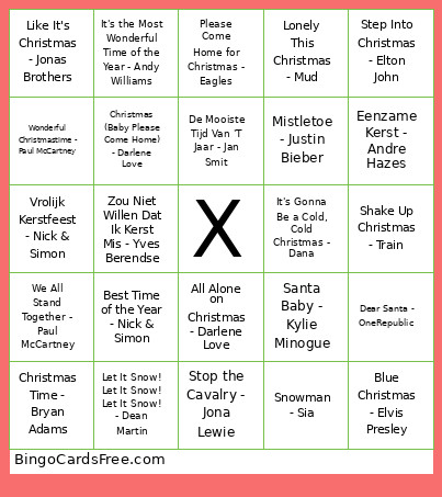 Kerst Bingo Card