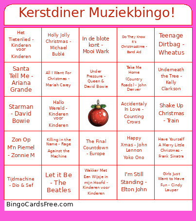 Kerstdiner Muziek! Bingo Card