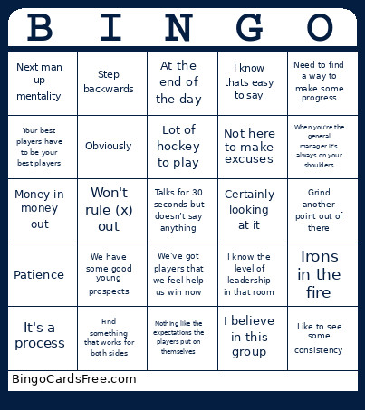 Kevin Cheveldayoff Bingo Card