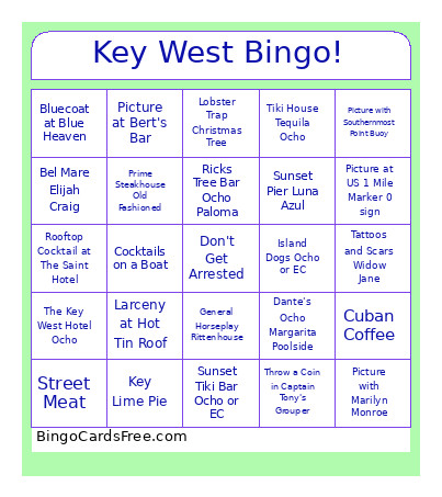 Key West ! Bingo Card