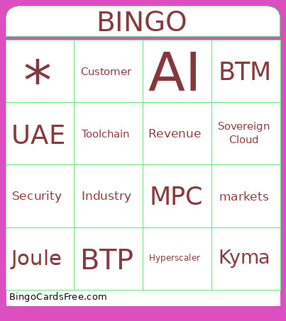 Keynote Bingo Card
