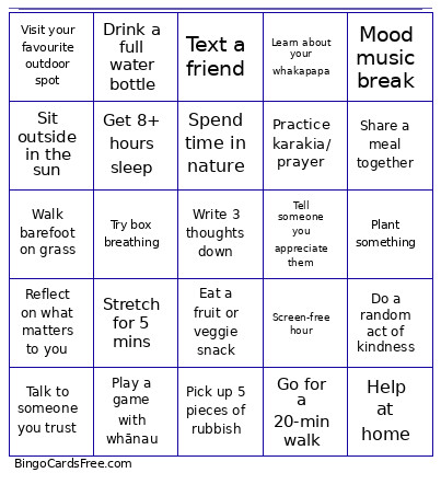 Kia Ora Bingo Card