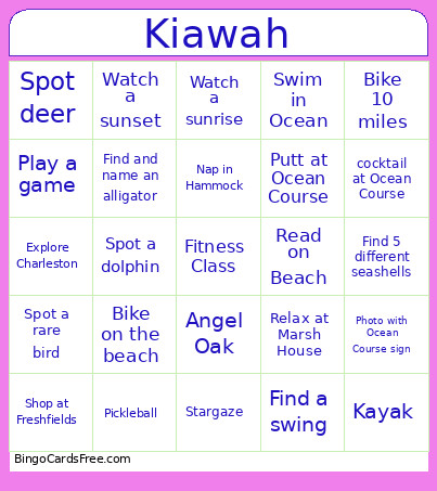 Kiawah Bingo Card