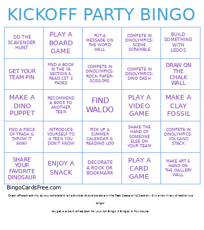 Kickoff Party Bingo Card