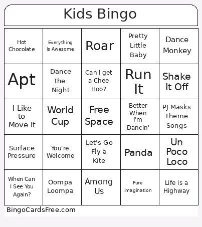 Kids Bingo Card