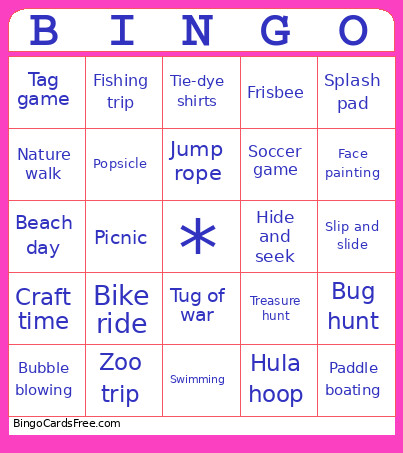 Kids Thingy Bingo Card