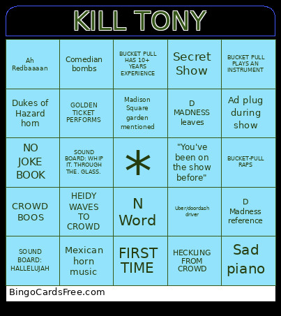 KILL TONY Bingo Card