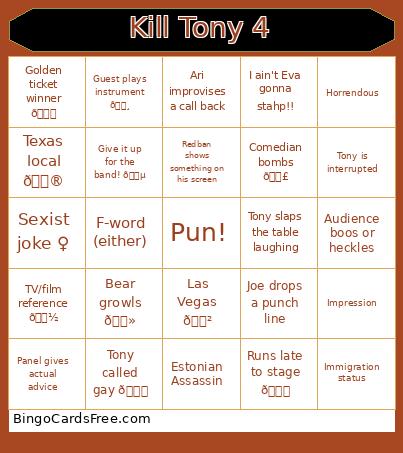 Kill Tony 4 Bingo