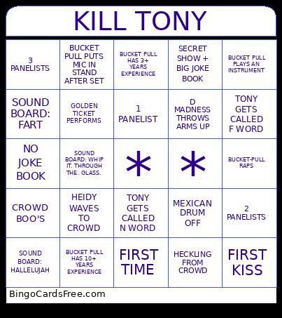Kill Tony 5x5 Bingo Card