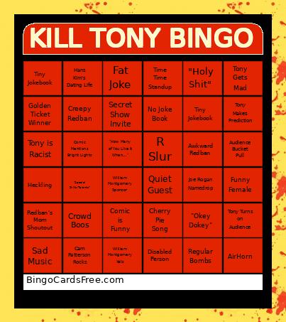 Kill Tony Bingo Card
