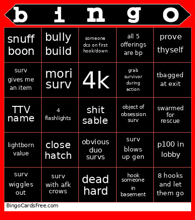 Killer Bingo Card