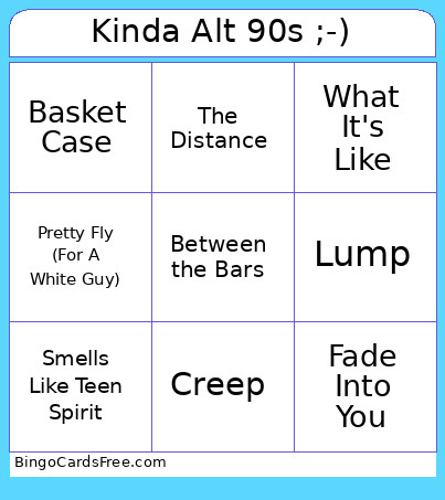Kinda Alt 90s ;-) Bingo Card