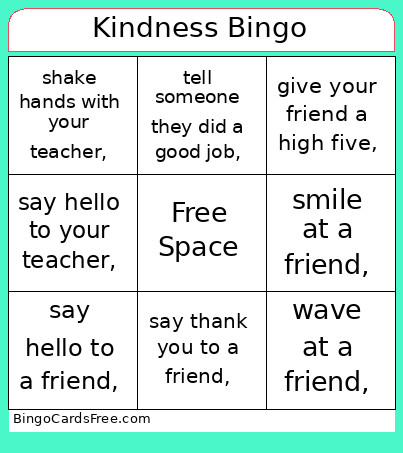 Kindness Bingo Card