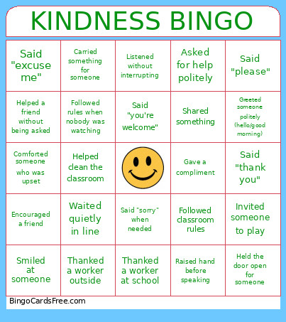Kindness Bingo Card