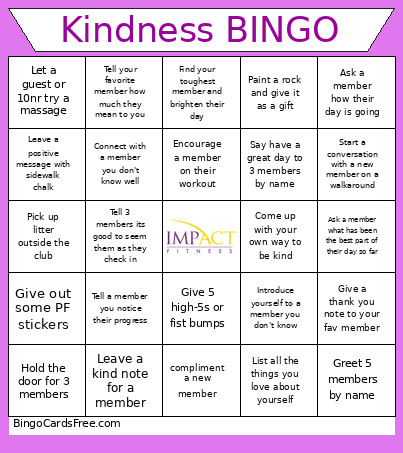 Kindness Bingo Card