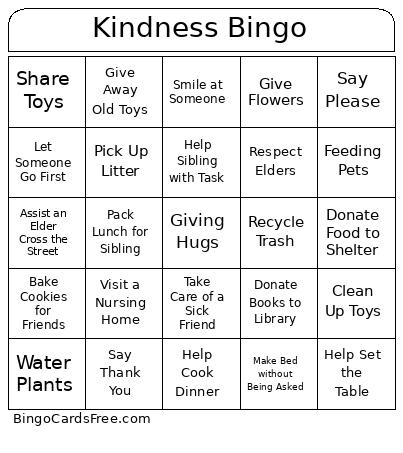 Kindness Bingo Card