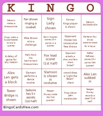KINGO Bingo Card