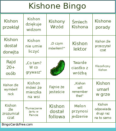 Kishone Bingo Card