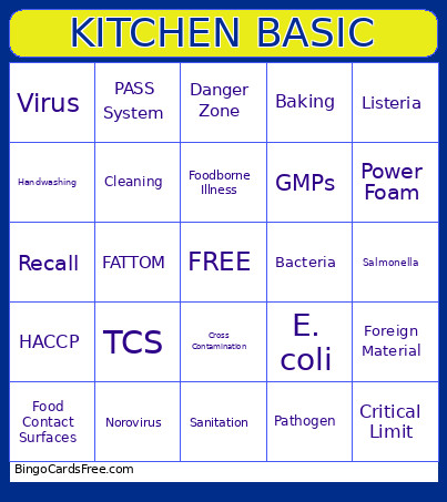 KITCHEN BASIC Bingo Card