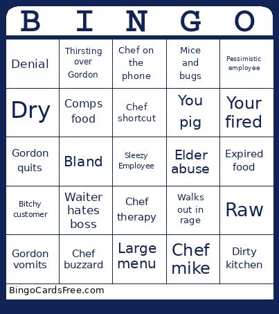Kitchen Nightmares Bingo