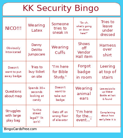 KK Security Bingo Card